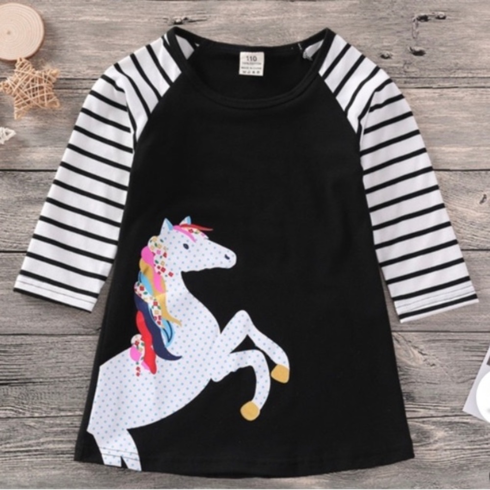BUNDLE DEALS‼️ Girl Unicorn Long-sleeve Dress/3-Pack Adorable Headbands - Picture 2 of 7